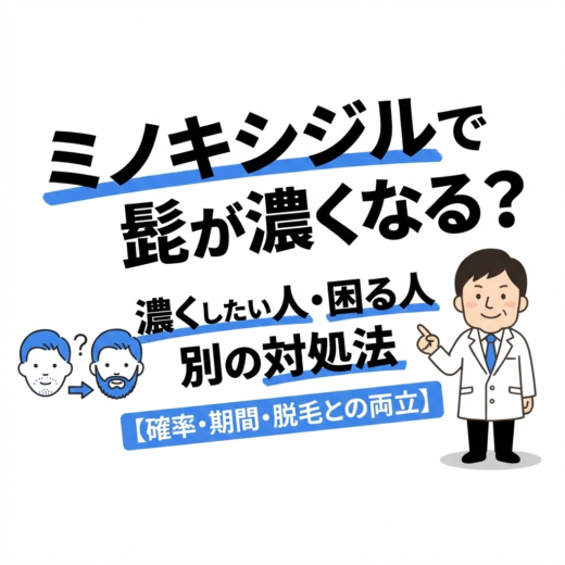 ミノキシジルで髭が濃くなる？濃くしたい人・困る人別の対処法【確率・期間・脱毛との両立】